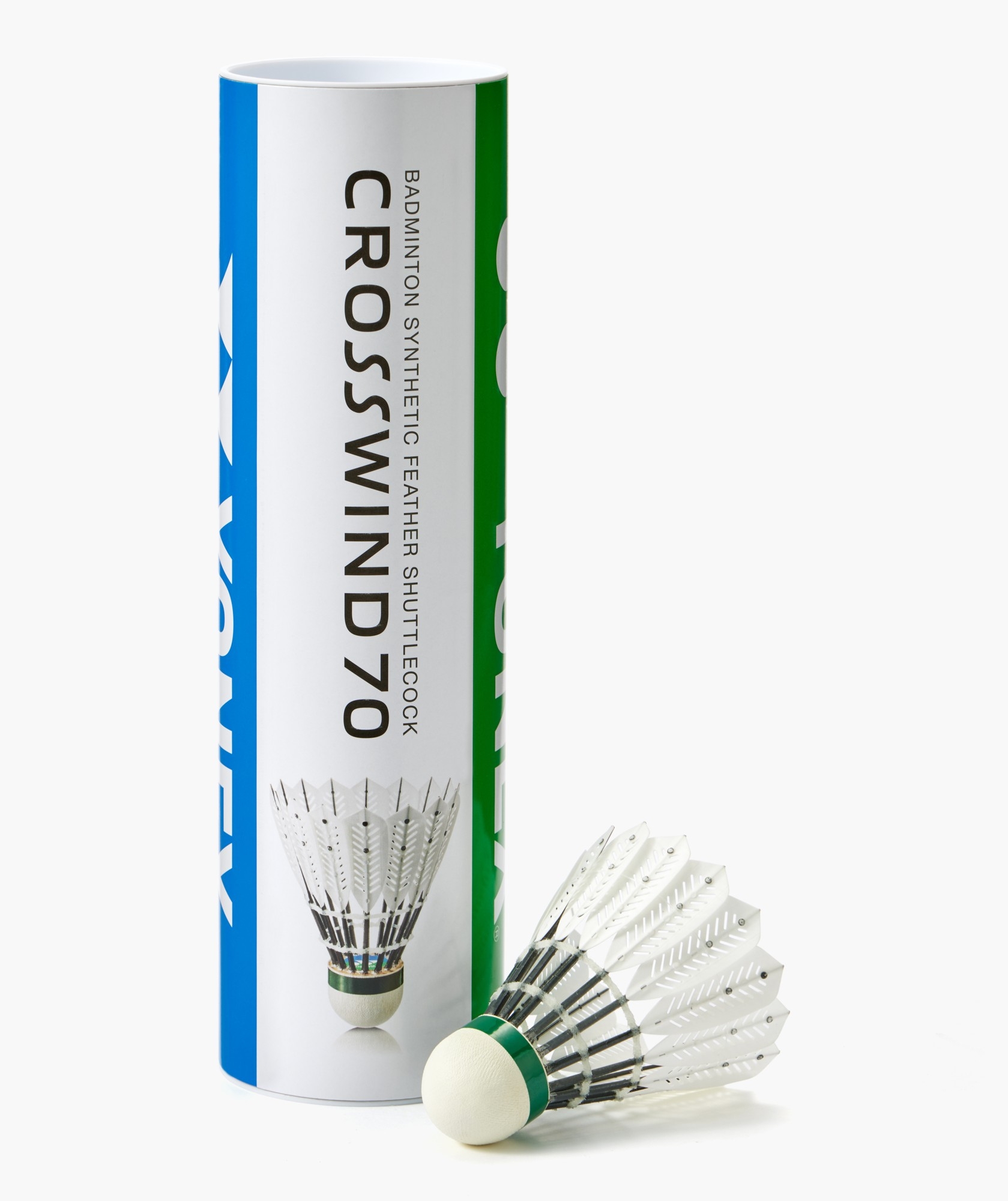 YONEX CROSSWIND 70 synthetic shuttlecock with white skirt and cork base